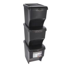 Excellent Houseware 3 szemetesből álló készlet Excellent Houseware, polipropilén, 37x28x33 cm, 21.7 l, fekete (KO-Y54230540)