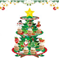  3 szintes karácsonyi karton tortatartó (B0DCSCVZV7)