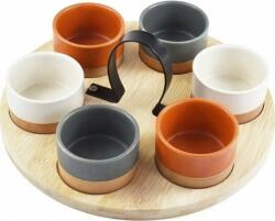 Excellent Houseware 7 részes tálalókészlet, Kiváló Háztartási cikk, kerámia/bambusz, 24x12 cm, többszínű (KO-210001040)