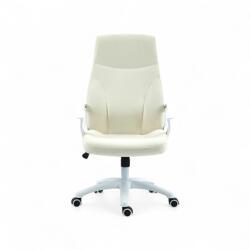 Kiwari Scaun birou Kiwari Mom, spatar inalt, cadru alb, brate fixe, sezut cu spuma si tesatura, mecanism fluture, baza nylon, roti PU, Alb (CN701575611782)