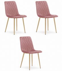  Valora TURIN szék, rózsaszín bársony, fa lábakkal, nappaliba, 3 db