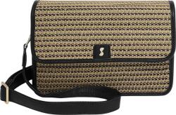 Stackers Raffia чанта за рамо с калъф за карти и огледало, черна (76741)