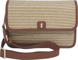 Stackers Raffia чанта за рамо с калъф за карти и огледало, кафява (76745)