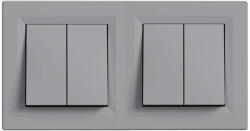 Leziter Nova kettős csillárkapcsoló 10A 250V 105 szürke kerettel (LN2KERV-SZ_LN105-SZ_2) - geminiduo