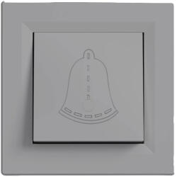 Leziter Nova csengő kapcsoló 101N szürke kerettel (LN1KERV-SZ_LN101N-SZ) - geminiduo