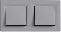 Leziter Nova kettős egy áramkörös egypólusú kapcsoló 10A 250V 101 szürke kerettel (LN2KERV-SZ_LN101-SZ_2) - geminiduo