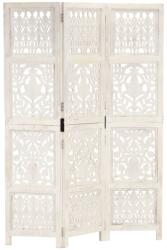 vidaXL 3-paneles fehér mangófa kézzel faragott térelválasztó 120x165cm (285330)