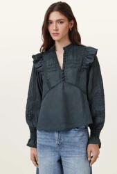 AllSaints blúz pamutból HEATHER - sötétkék 42