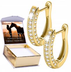 Larezo Arany fülbevaló angol patkó kapocs cirkóniákkal vesszők Nyomtatás (dlugie dla dziewczynki kobiet kola kolka s176)