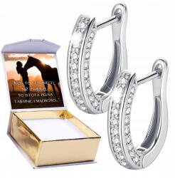 Larezo Ezüst fülbevaló Angol patkó kapocs cirkóniákkal vesszők Nyomtatás (dlugie dla dziewczynki kobiet kola kolka s174)