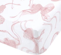Catherine Lansfield Fehér-rózsaszín gumis lepedő 135x190 cm Bow - Catherine Lansfield