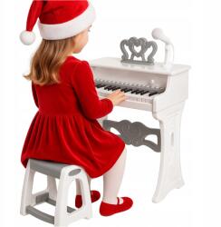 QULKI Fehér Zongora Gyönyörű zongora gyerekeknek játék Orgona Mikrofon Billentyűzet (QL90888)