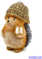  Kötött sapkás süni figura ajándékkal 9cm