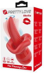 Pretty Love Obelia Stimulator, 10 Vibration Modes, 10 Rotation Modes, Soft TPE, USB, Red, 13.8 cm Vibrator
