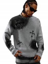 Shein S Szürke Pulóver Keresztekkel