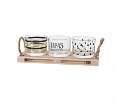 Excellent Houseware étvágygerjesztő szett, fa/üveg, 23x9x1, 5 cm, barna/fekete (KO-278000650)