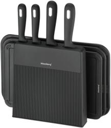 Klausberg KB 7980 set cuțit și placă de tăiat, 8 piese, Oțel inoxidabil, Suport, Negru/inox (KB 7980)