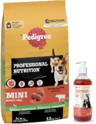  marka niezdefiniowana PEDIGREE száraz kutyaeledel kistestű fajtáknak marhahússal és zöldségekkel 12 kg + LAB V Lazacolaj kutyáknak és macskáknak 500 ml
