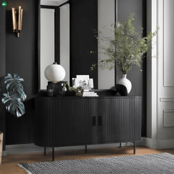 Mebel Elite TRISH komód 140 cm, kétajtós, tolóajtós, fekete