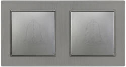 Leziter Nova kettős csengő kapcsoló 101N szürke kerettel (LN2KERV-SZ_LN101N-SZ_2) - leziter