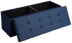 SONGMICS Tároló Ülőpad Fedéllel, Összecsukható Ülőke, 120L Kapacitás, 300 kg Teherbírás, Sötétkék (EUZ-LSF77INV2)