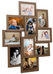 vidaXL Képkeret 10 képhez, 13x18 cm, világosbarna, Mdf (332777)