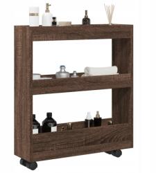 VidaXL Keskeny segédkocsi, 3 szintes, barna tölgy (8721158400451)