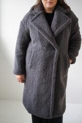 Rino & Pelle Elicia hosszú női mackó kabát Rino&Pelle grafit [36-os méret]
