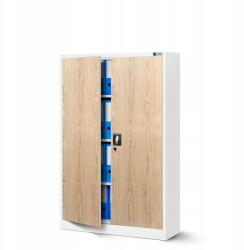 JAN NOWAK KEVIN irodai fémszekrény, fehér/sonoma tölgy, acél (1385)