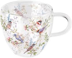 Ambiente Busy birds duplafalú üvegcsésze 250ml