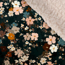 Takoy Téli softshell fehér báránybundával prémium mini fekete virágok Seina