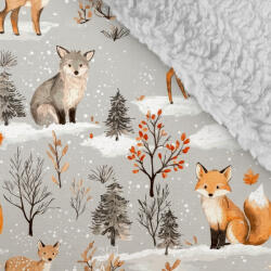 Takoy Téli softshell fehér báránybundával prémium állatkák szürke erdőben