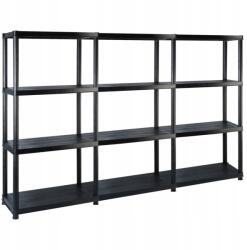 vidaXL 4 szintes könyvespolc, fekete, 183x30, 5x130 cm, műanyag (3059855)