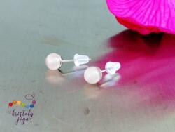 Kristály Jóga Shop Rózsakvarc 6 mm-es nemesacél ásvány fülbevaló