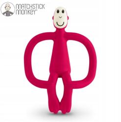 Matchstick Monkey szenzoros szilikon rágóka fogkefével Piros (MMR)
