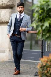 Elite Fashion Sötétkék slim fit Öltönynadrág - 48 ( s-m )