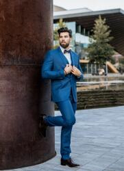Elite Fashion Manzetti kék slim fit Öltönynadrág - 54 ( l ) - elitedivat - 14 990 Ft
