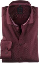 Elite Fashion Olymp level5 body fit sötétbordó fehér pöttyös ing - 44