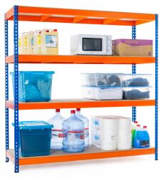 MAMUTEX Lakkozott kék-narancssárga Mamutex Heavy polc 1800x1800x600 mm - 4 polc, teherbírás 2000 kg