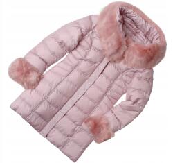  Téli kabát lány kabát meleg világos rózsaszín szőrme meleg 146 (G751A)