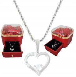 Ulex Premium Ezüst nyaklánc Gyönyörű szív cirkóniákkal Ajándék karácsonyra 60 cm (Z-651-BH-CT-140/60-BOX)