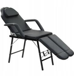 vidaXL Hordozható kozmetikai szék, ökobőr, 185 x 78 x 76 cm, fekete (110161)