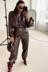  Carmel széles csokoládészínű öko bőr nadrág [S-es méret]