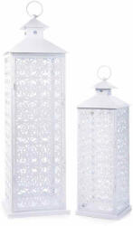Decorer Set 2 felinare metal alb cm 25 x 25 x 87 H, 18 x 18 x 61.5 H (A53.26.78)