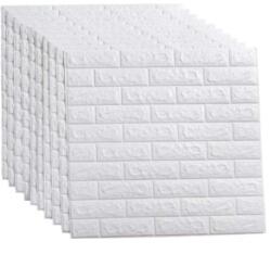 FOXMAG24 10 db FOXMAG24 öntapadós 3D tapéta szett, 77x70 cm, domborműves téglamintás, fehér, vízálló, könnyen tisztítható (DWHBQCMBM)