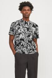 JACK & JONES Jack & Jones, Trópusi mintás kerek nyakú póló, Fekete, Fehér, S (12250434-BLACK-S)