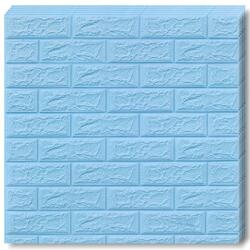 MACVI 100 db-os öntapadós 3D tapéta készlet, kívül puha habszivacs, modern dizájn bármilyen helyre alkalmas, vízálló, mérete 70x77, Macvi®, kék tégla modell (100xTapet-80)
