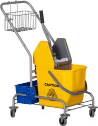 Homcom professzionális takarító kocsi akasztókosárral, polccal, 25 l-es padlótörlő vödör, 72x49, 5x95 cm, sárga (720-010V00YL)