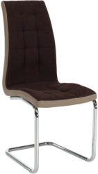 TEMPO KONDELA Étkezőszék, barna szövet/textilbőr bézs/króm, SALOMA NEW - pepita
