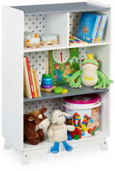  Pöttyös gyermekpolc 4 nyitott rekesszel játéktároló fehér-szürke 10037518